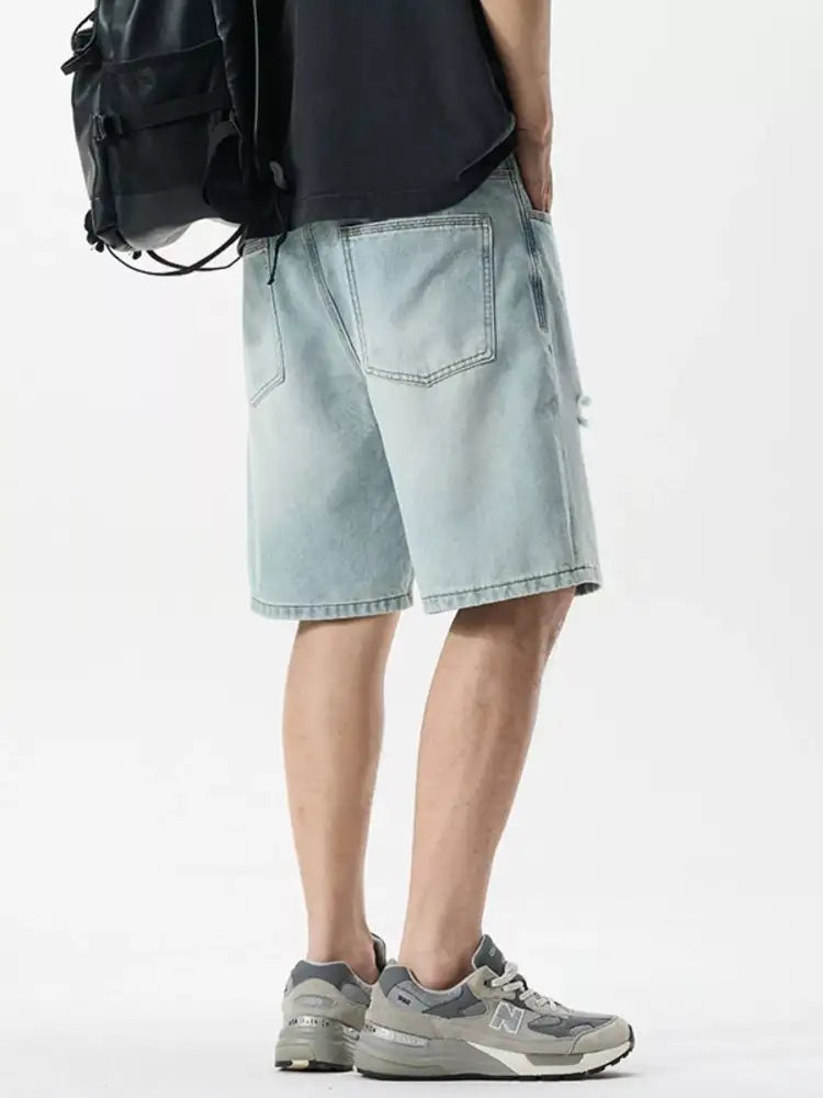 Men’s Distressed Wash Denim Shorts
