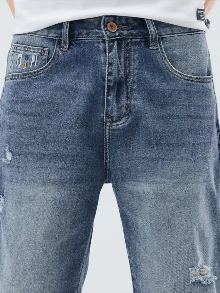 Men’s Distressed Wash Denim Shorts