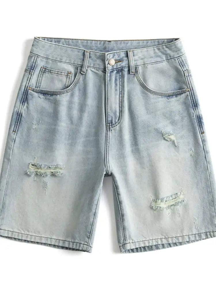 Men’s Distressed Wash Denim Shorts