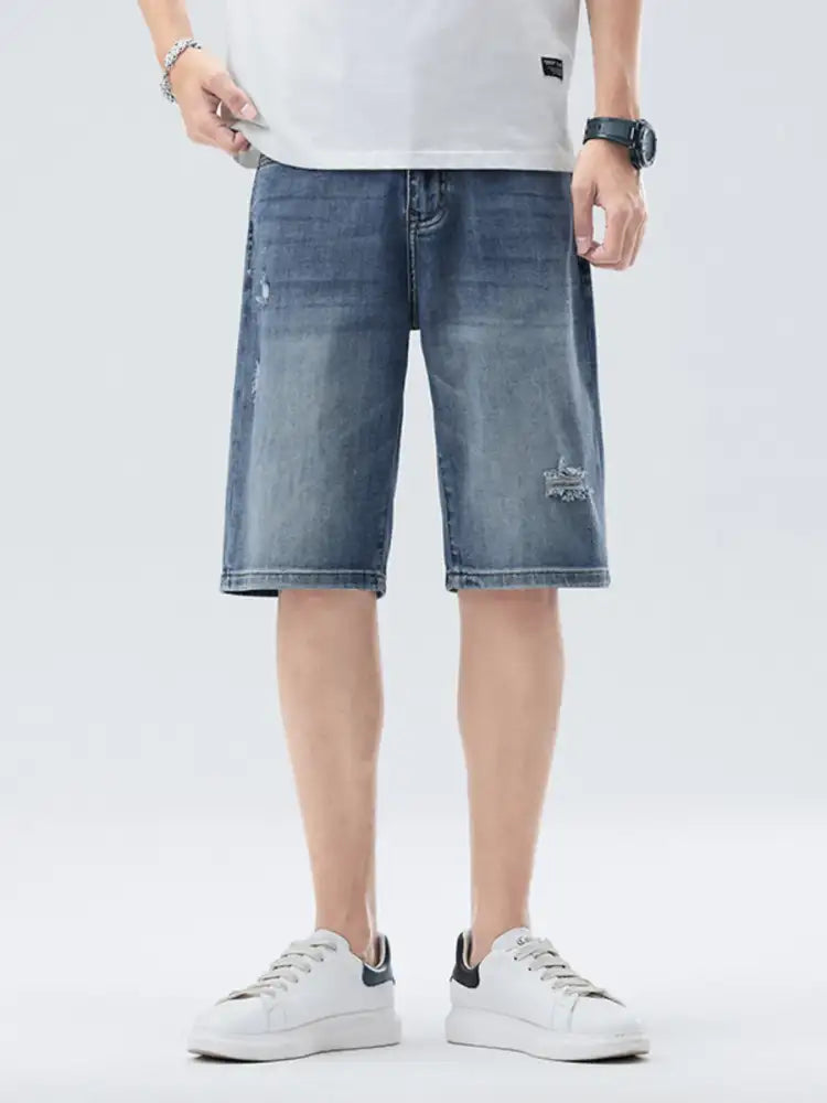 Men’s Distressed Wash Denim Shorts
