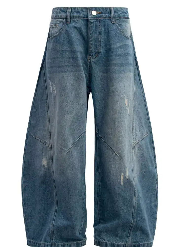 Men’s Distressed Wide Leg Baggy Jeans