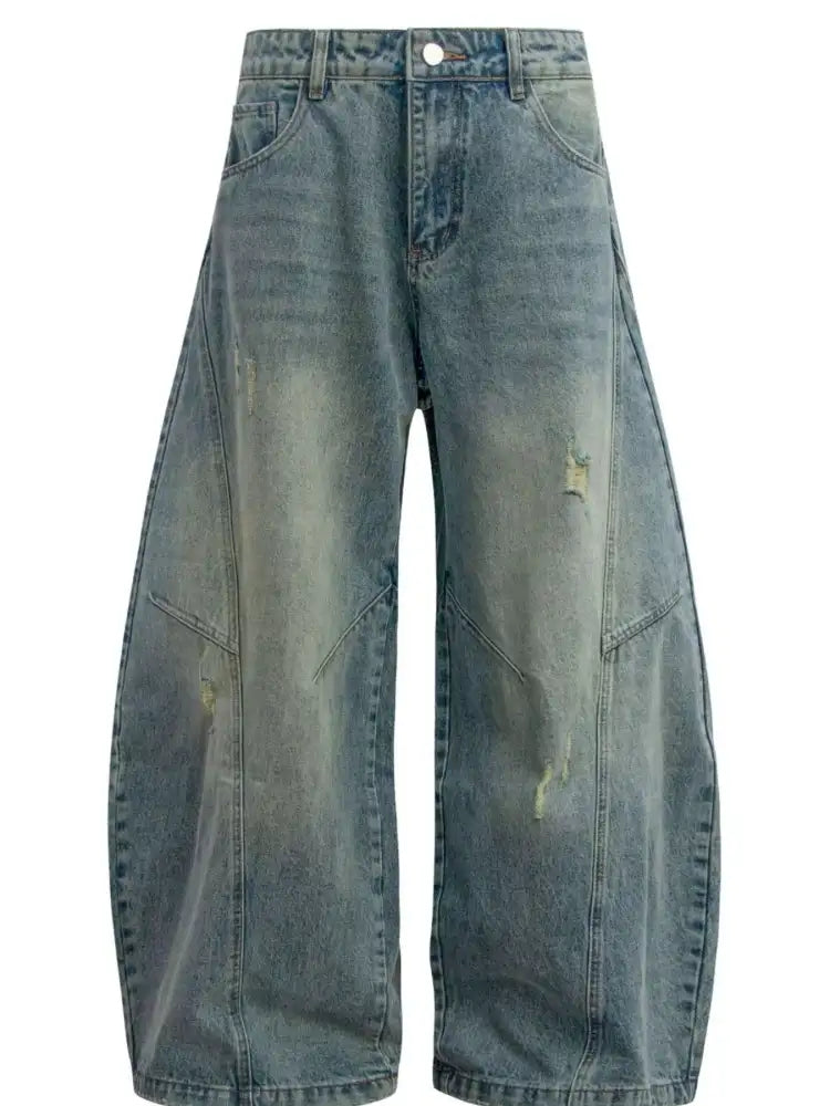 Men’s Distressed Wide Leg Baggy Jeans