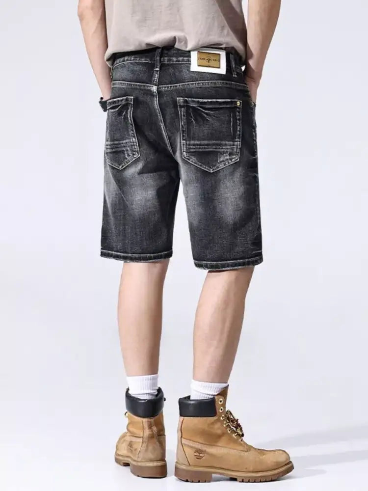 Men’s Distressed Wide Leg Denim Shorts