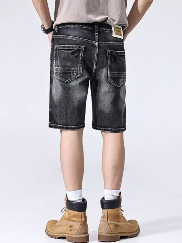 Men’s Distressed Wide Leg Denim Shorts