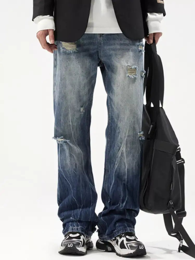 Men’s Distressed Wide Leg Jeans