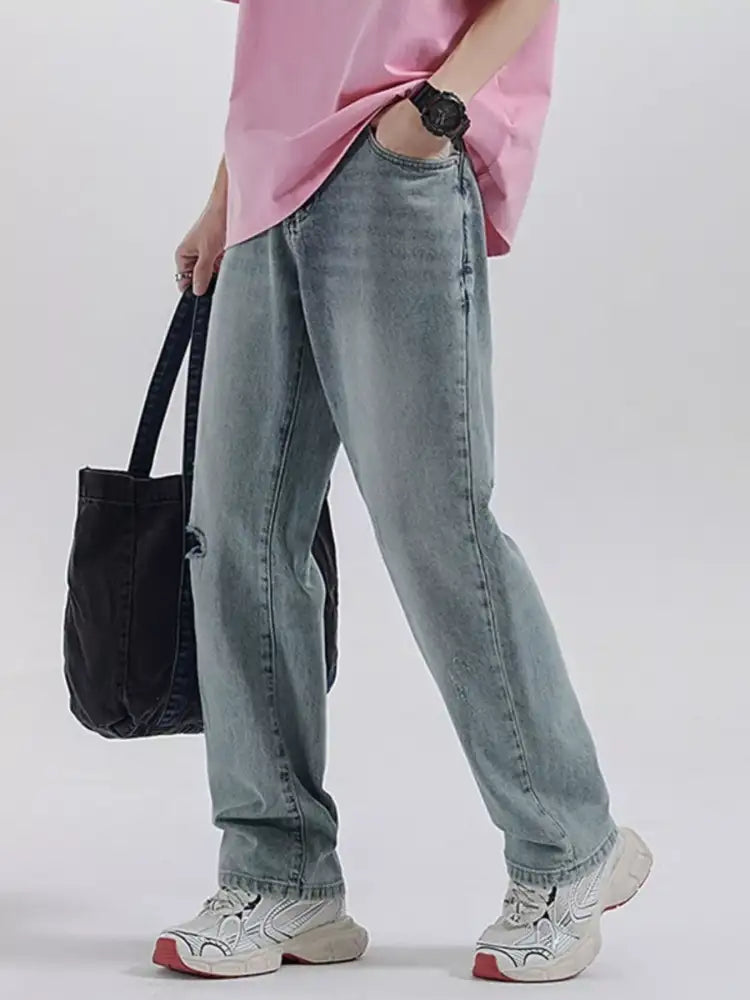 Men’s Distressed Wide Leg Jeans