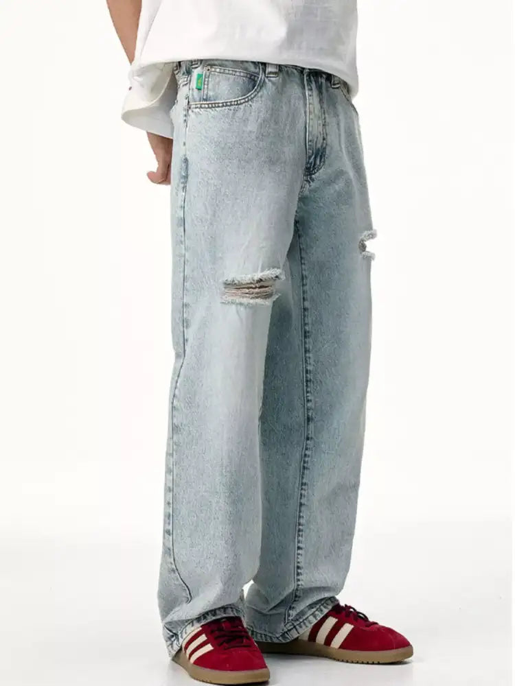 Men’s Distressed Wide Leg Jeans