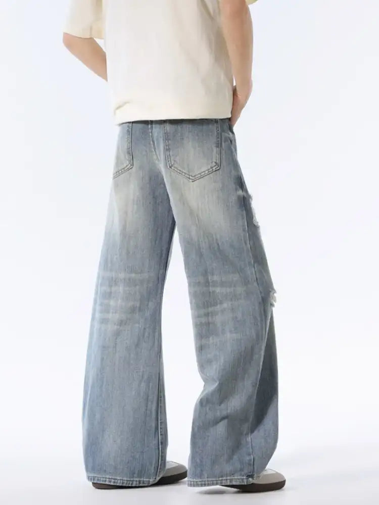Men’s Distressed Wide Leg Jeans