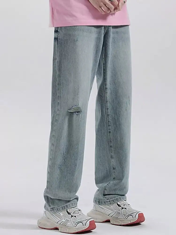 Men’s Distressed Wide Leg Jeans