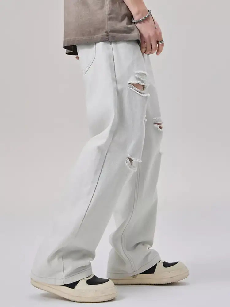 Men’s Distressed Wide Leg Jeans