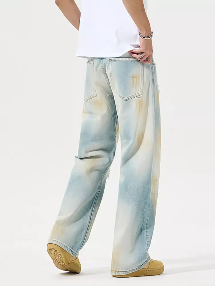 Men’s Distressed Wide Leg Jeans