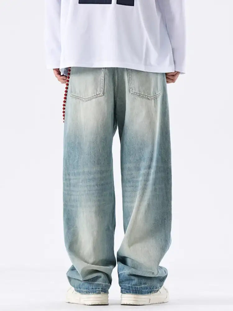 Men’s Distressed Wide Leg Jeans