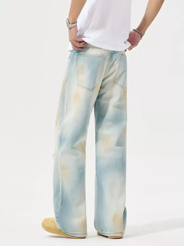 Men’s Distressed Wide Leg Jeans