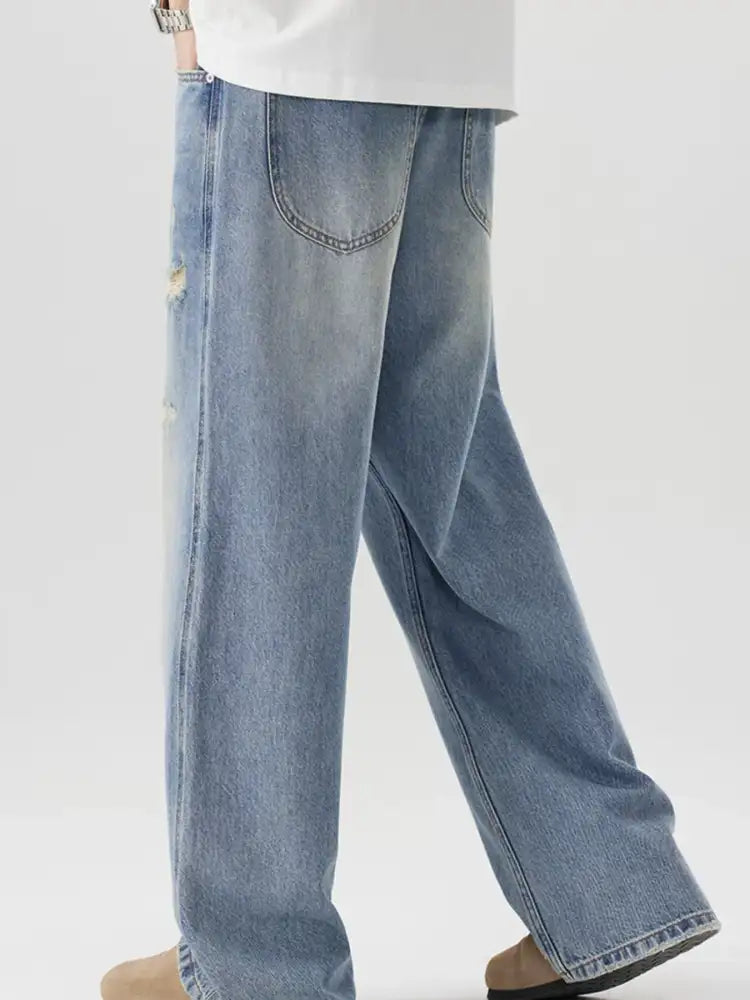Men’s Distressed Wide Leg Jeans