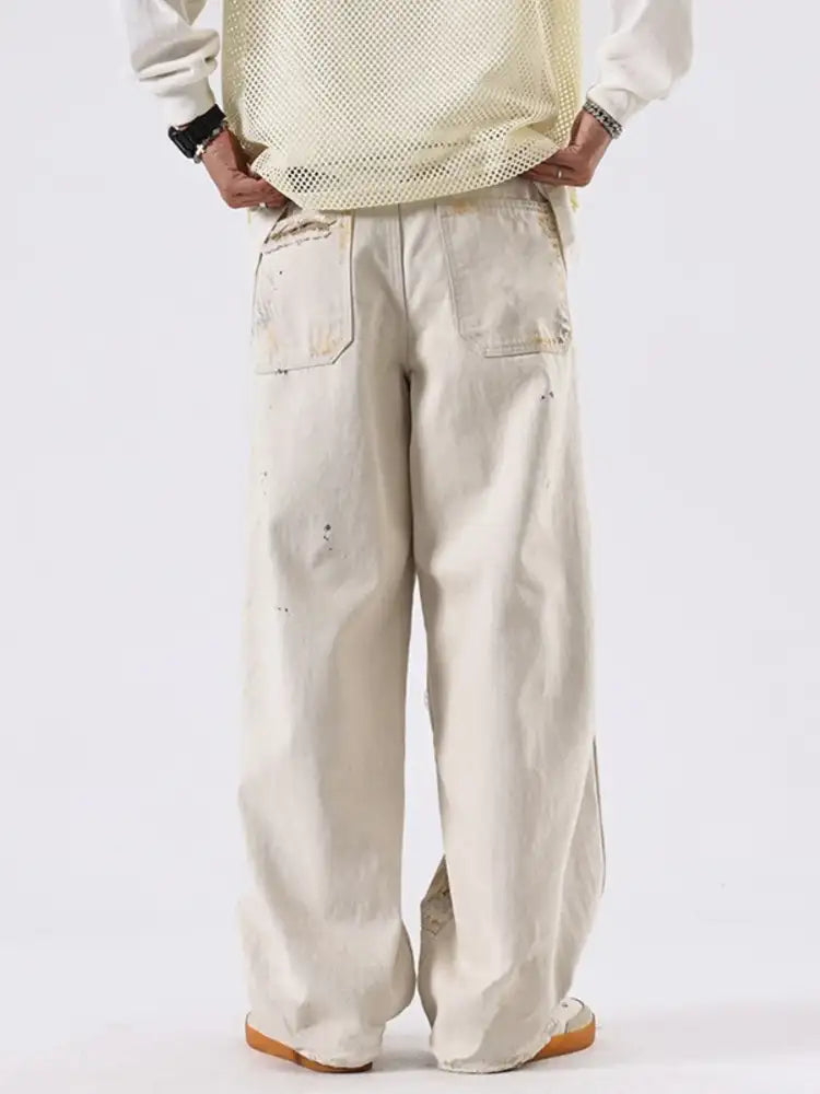 Men’s Distressed Wide Leg Jeans