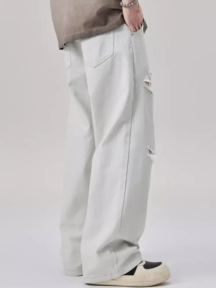 Men’s Distressed Wide Leg Jeans