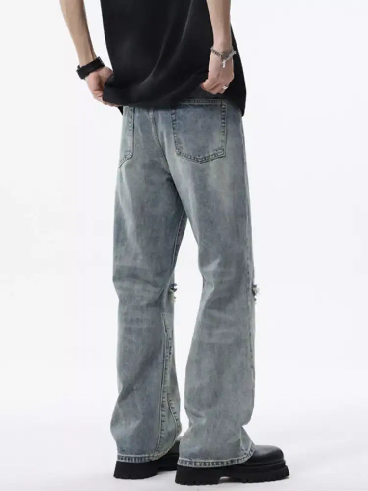 Men’s Distressed Wide Leg Jeans