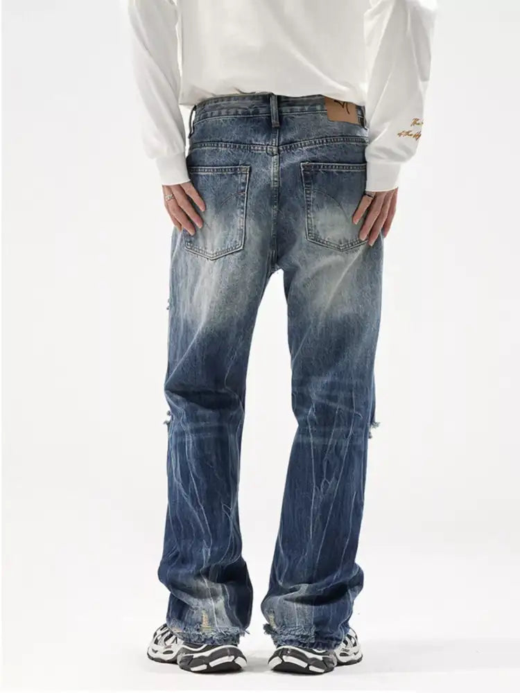 Men’s Distressed Wide Leg Jeans