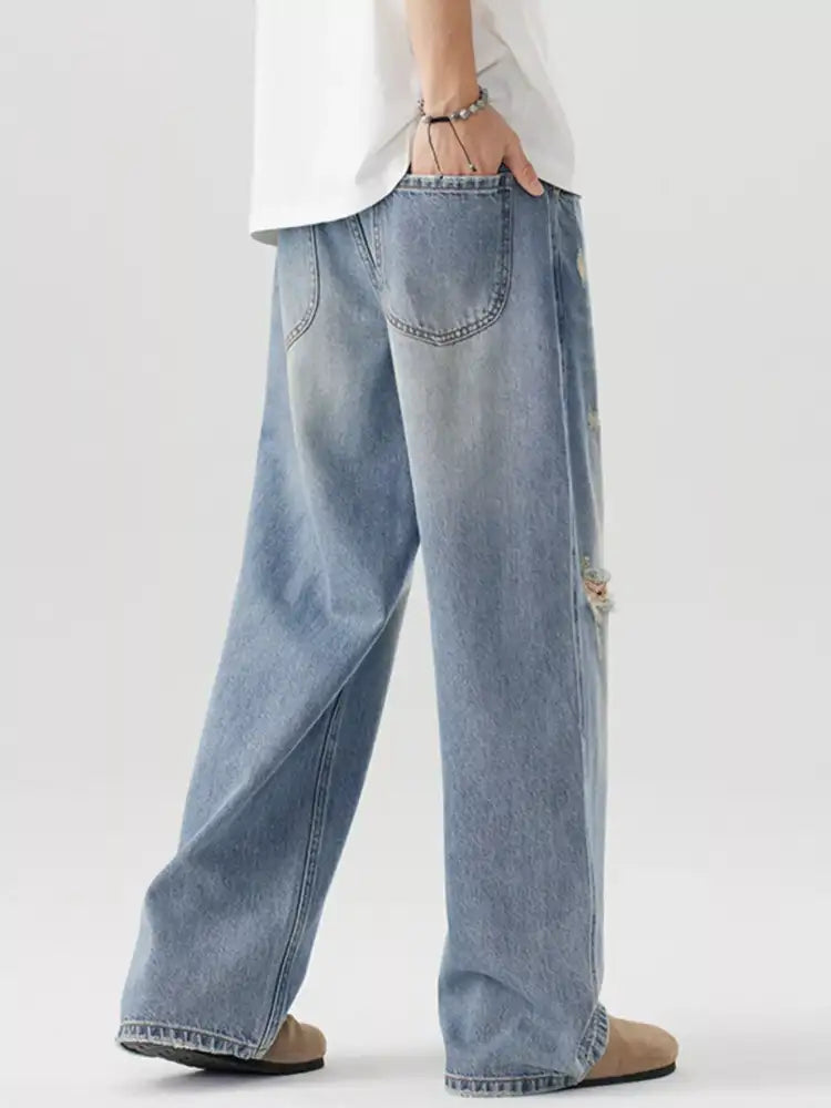 Men’s Distressed Wide Leg Jeans