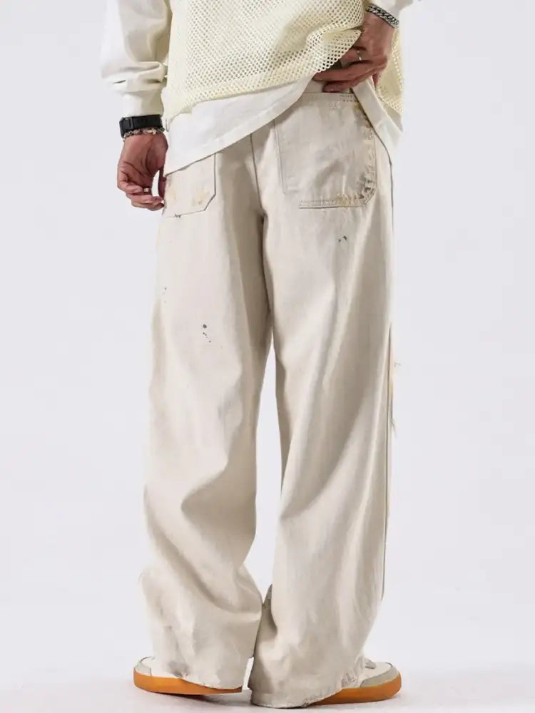 Men’s Distressed Wide Leg Jeans