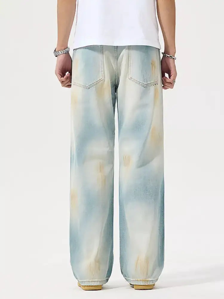 Men’s Distressed Wide Leg Jeans