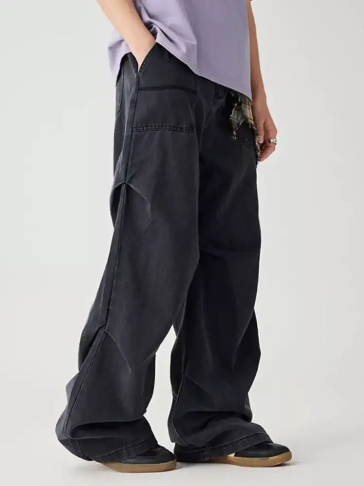 Men’s Distressed Wide Leg Jeans