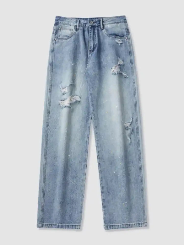 Men’s Distressed Wide Leg Jeans