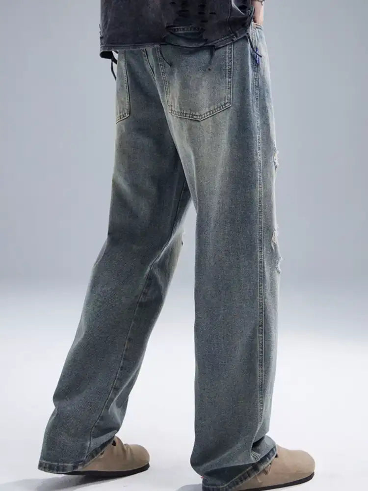 Men’s Distressed Wide Leg Jeans