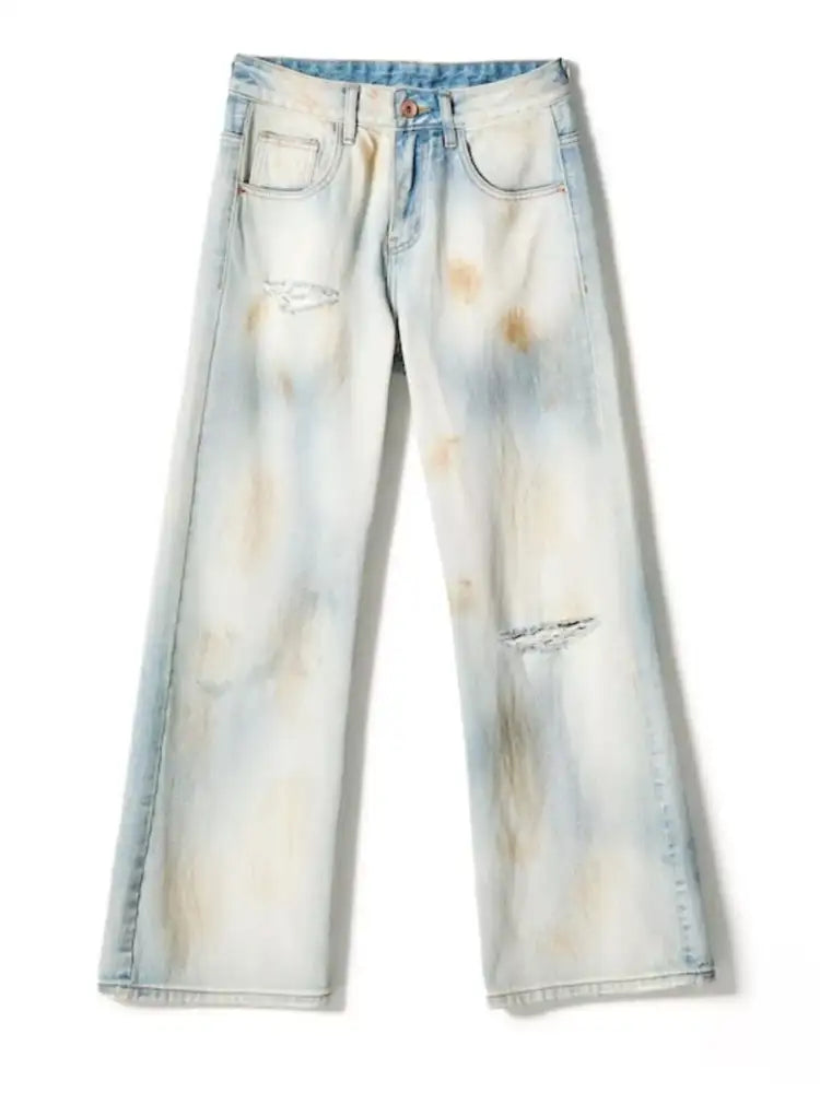 Men’s Distressed Wide Leg Jeans