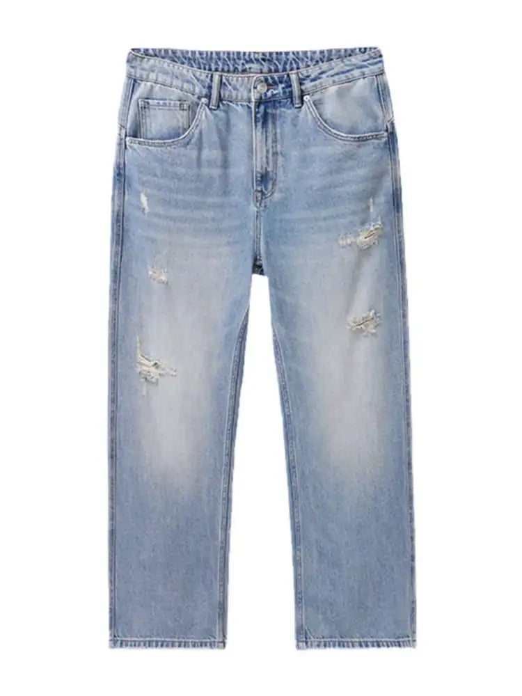 Men’s Distressed Wide Leg Jeans