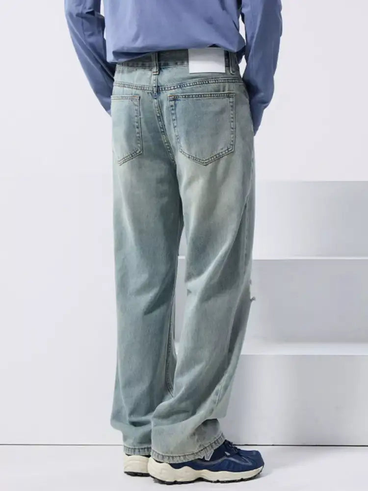 Men’s Distressed Wide Leg Jeans