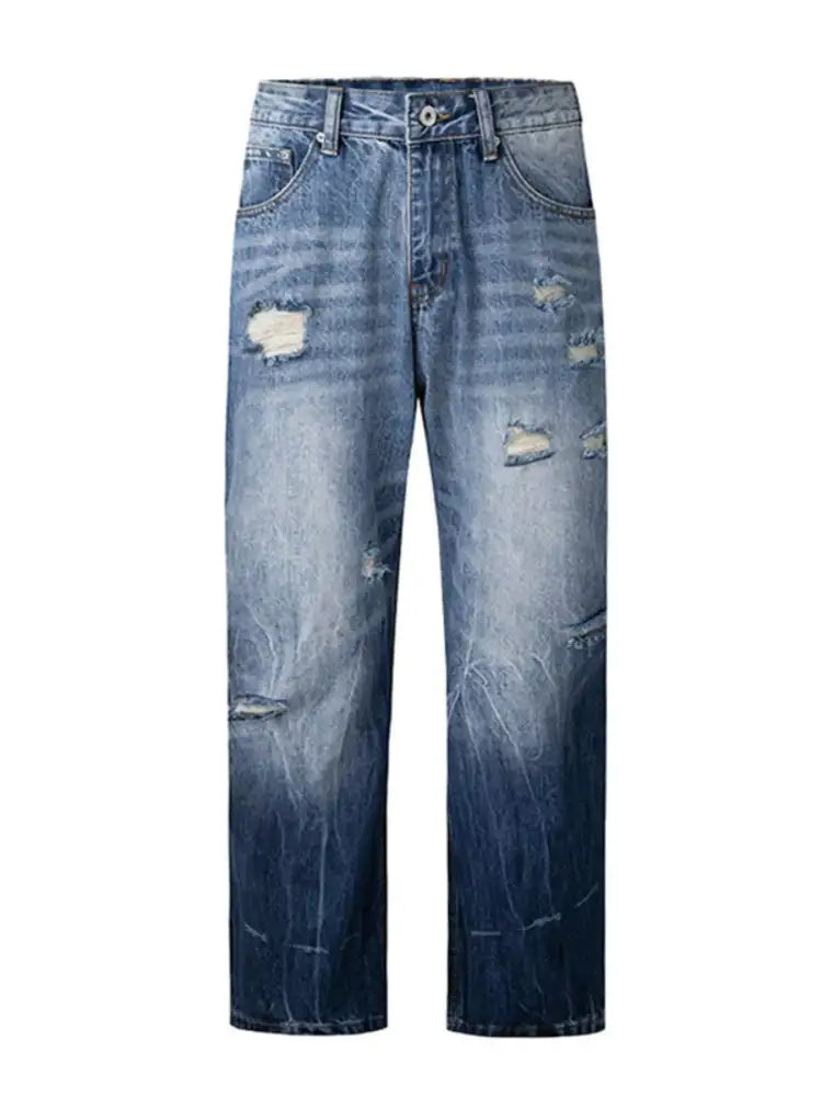 Men’s Distressed Wide Leg Jeans
