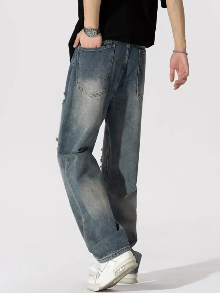 Men’s Distressed Wide Leg Jeans