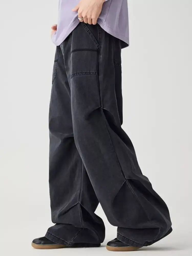Men’s Distressed Wide Leg Jeans