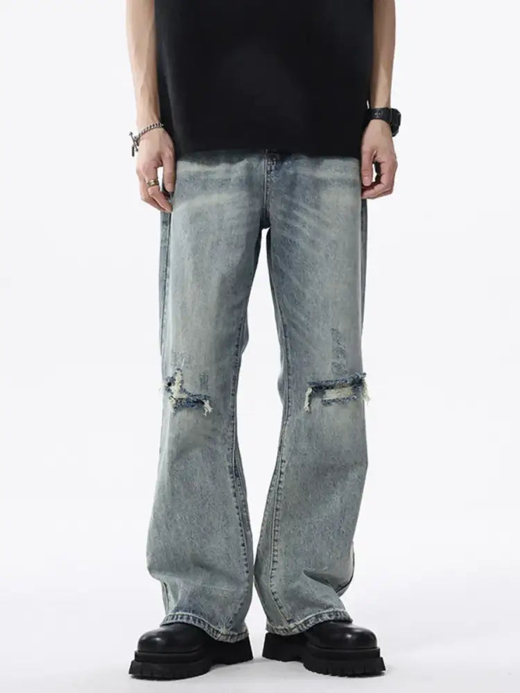 Men’s Distressed Wide Leg Jeans
