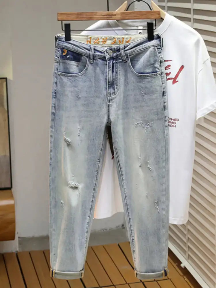 Men’s Distressed Wide Leg Jeans