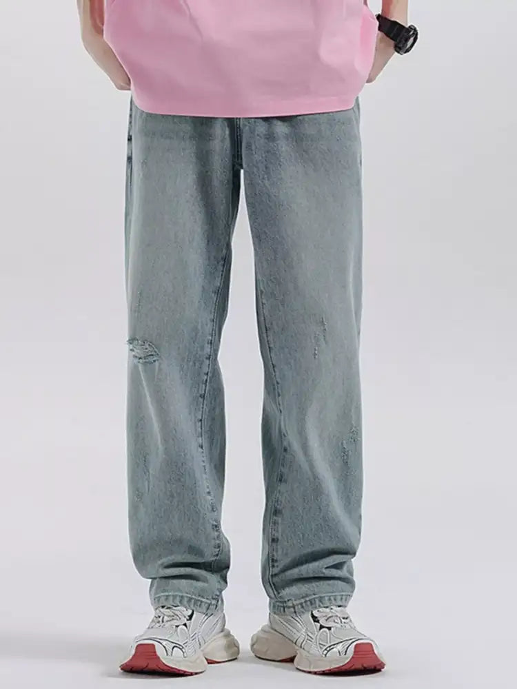 Men’s Distressed Wide Leg Jeans