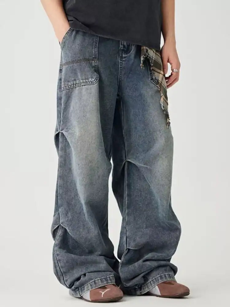 Men’s Distressed Wide Leg Jeans