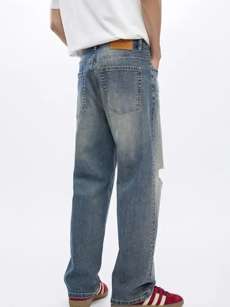 Men’s Distressed Wide-Leg Relaxed Fit Jeans