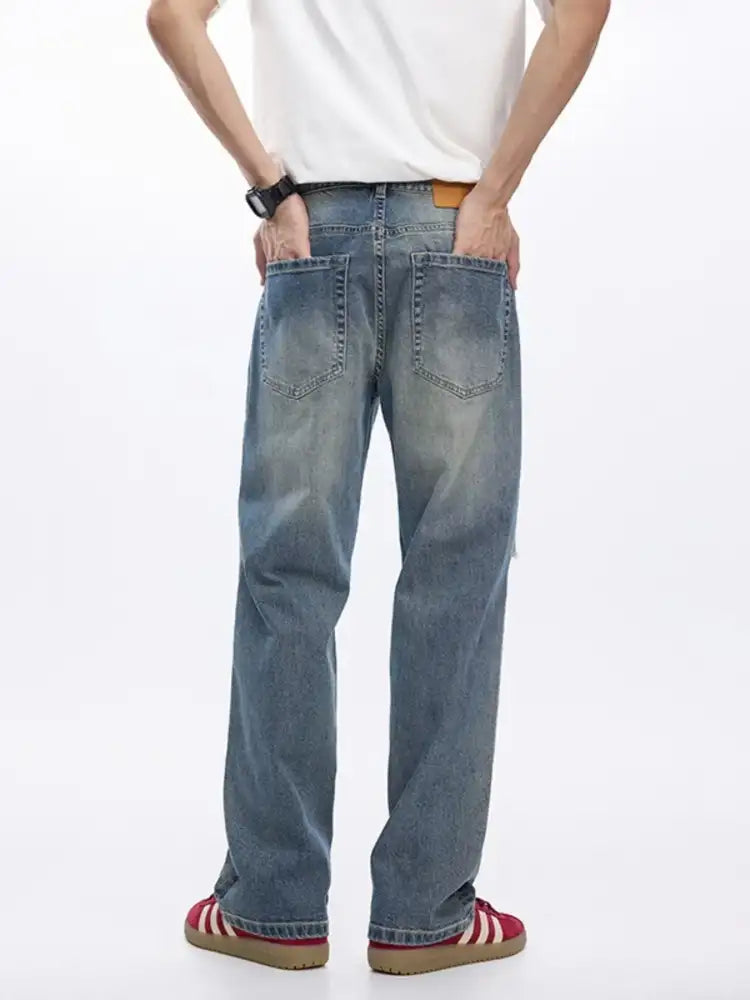 Men’s Distressed Wide-Leg Relaxed Fit Jeans