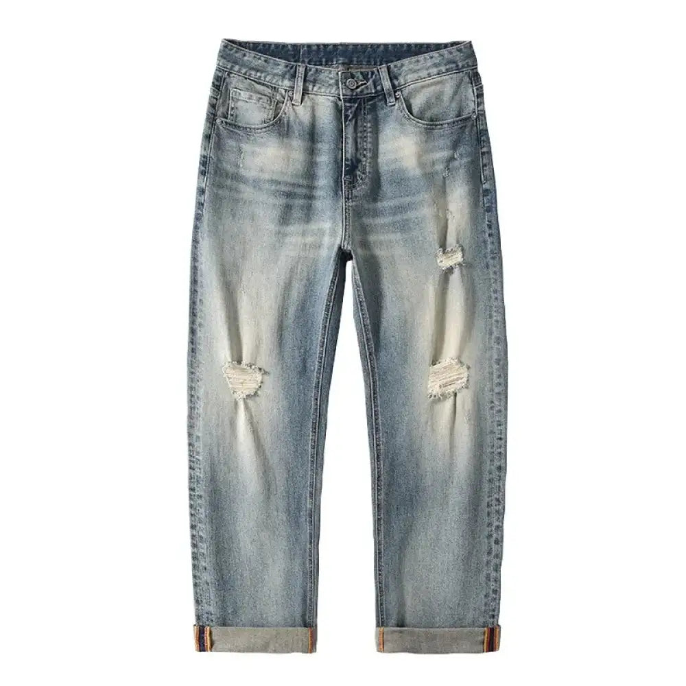 Men’s Distressed Wide-Leg Relaxed Fit Jeans