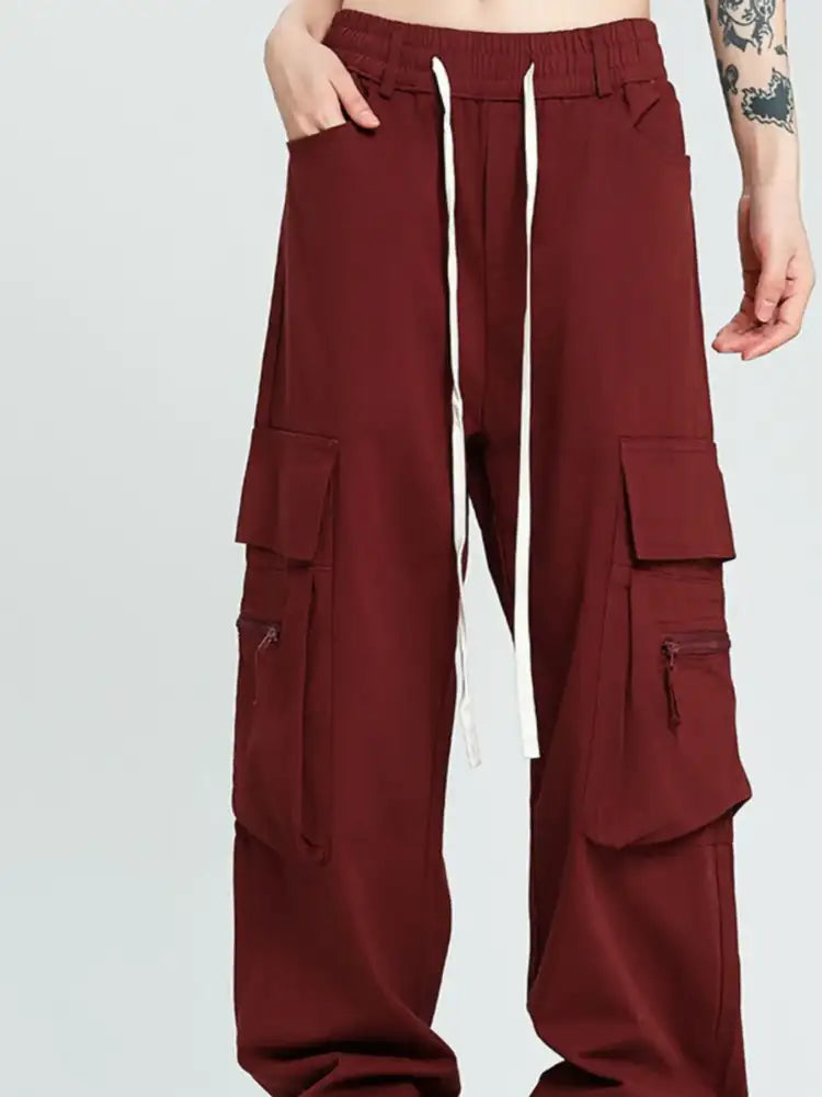 Men’s Drawstring Wide Leg Cargo Pants
