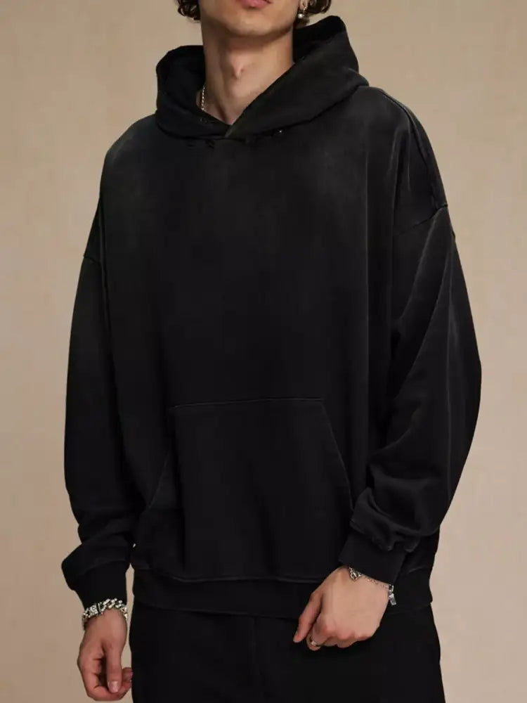 Men’s Dropped Shoulder Hoodie with Kangaroo Pocket