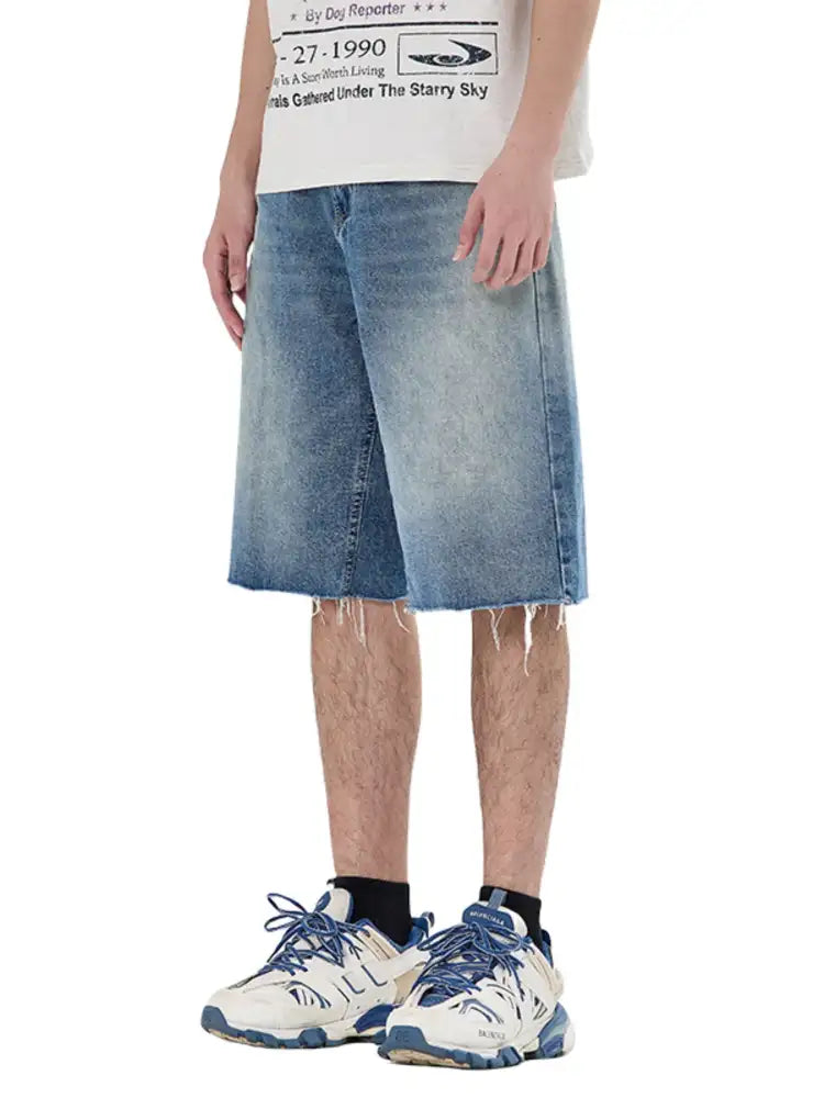 Men’s Frayed Hem Denim Shorts