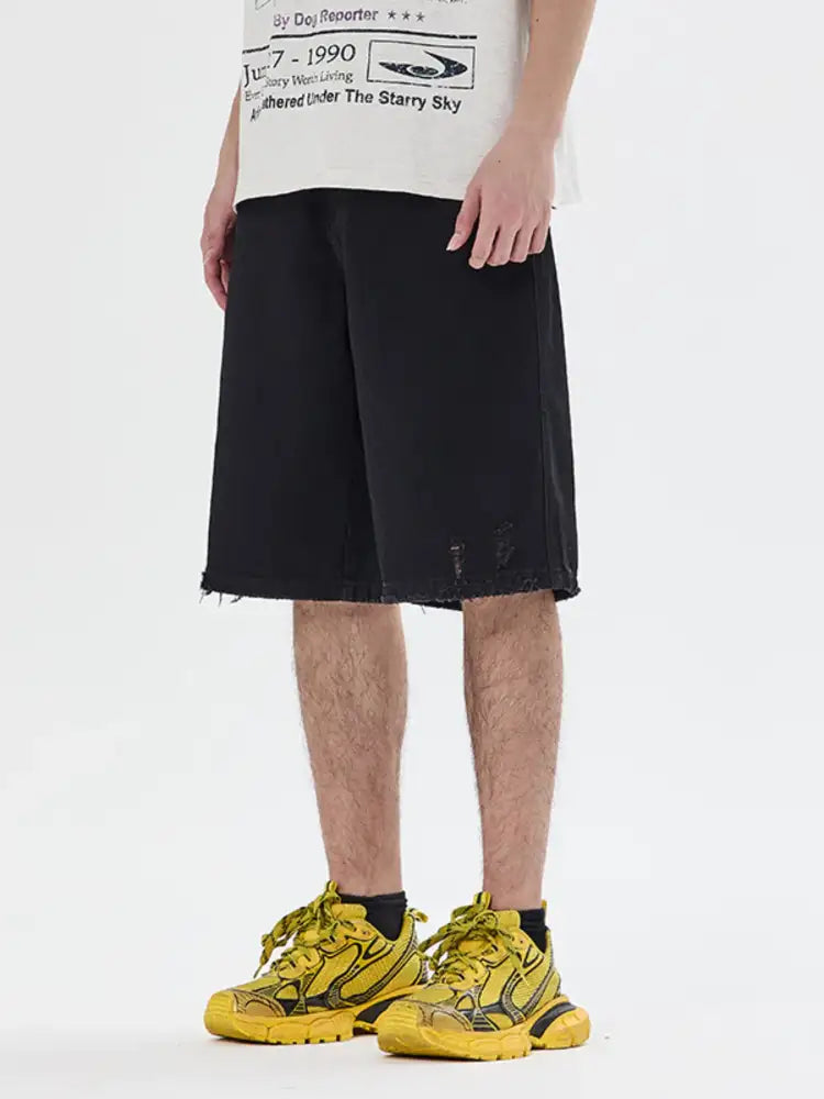 Men’s Frayed Hem Denim Shorts