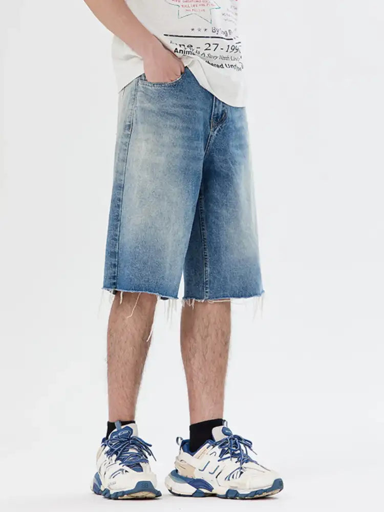 Men’s Frayed Hem Denim Shorts