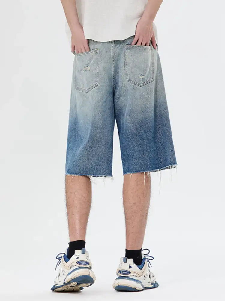 Men’s Frayed Hem Denim Shorts