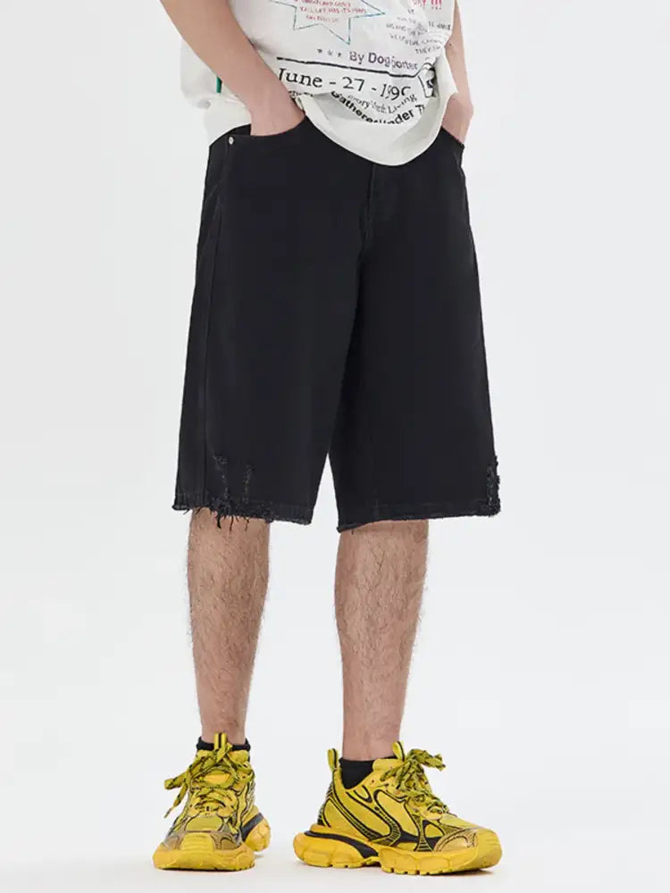 Men’s Frayed Hem Denim Shorts