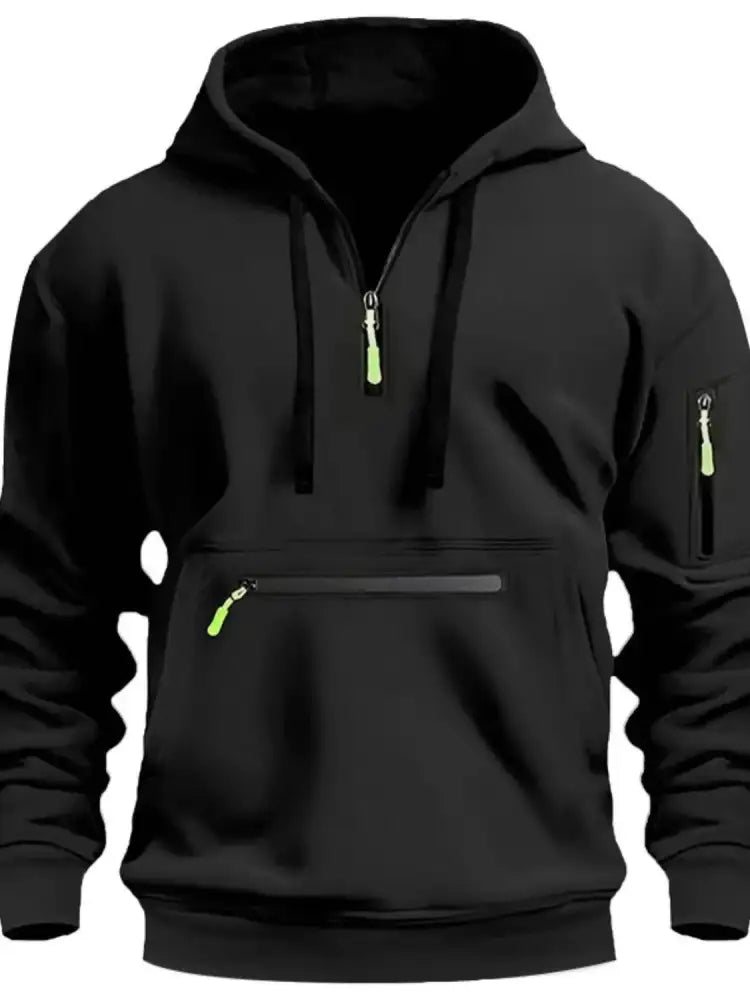 Men’s Full Drawstring Half Zip Hoodie Plus Size