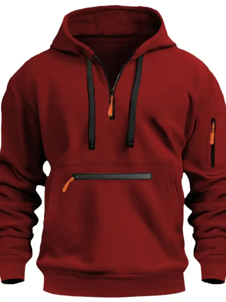Men’s Full Drawstring Half Zip Hoodie Plus Size